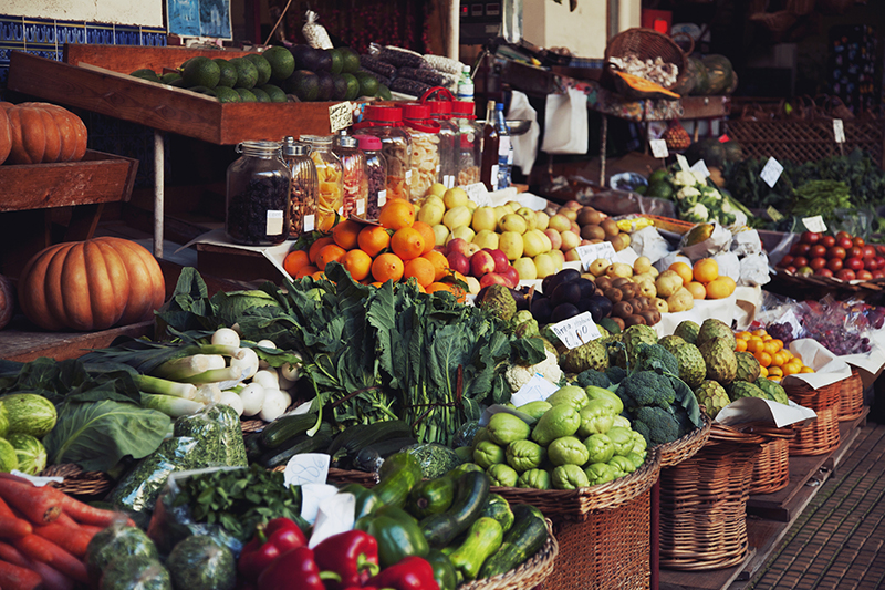 fruits and vegetables at the farmers market