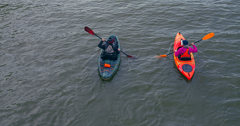 two people in kayaks in Brighton, Ontario