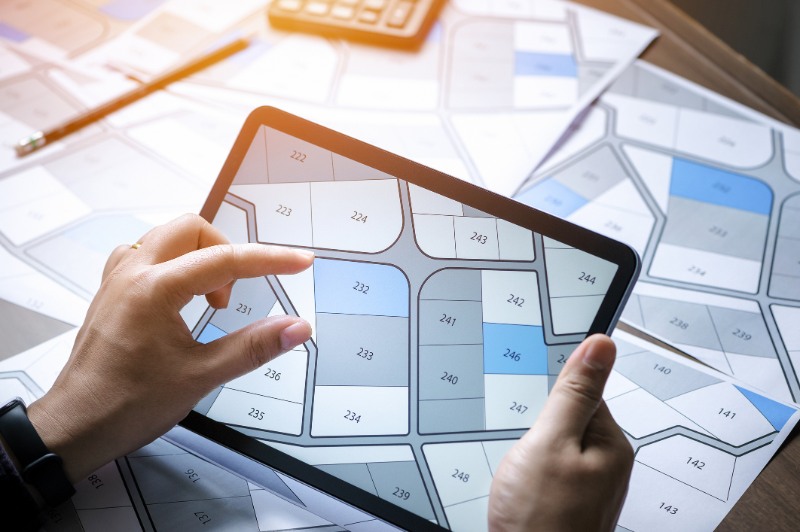 man searching building plot