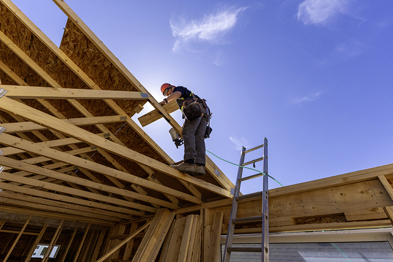 Construction worker frames new home, Alberta